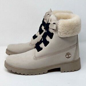 Women's Timberland Jayne Shearling Cuff WP Convenience Lt Taupe Nubuck Boots-S 9